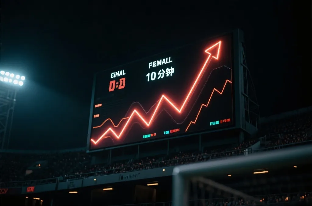 足球比赛末段计时器与动态赔率曲线走势图